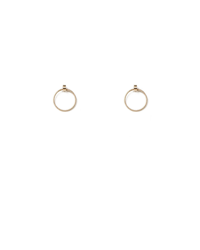 Gold Tone Mini Drop Ring Earrings