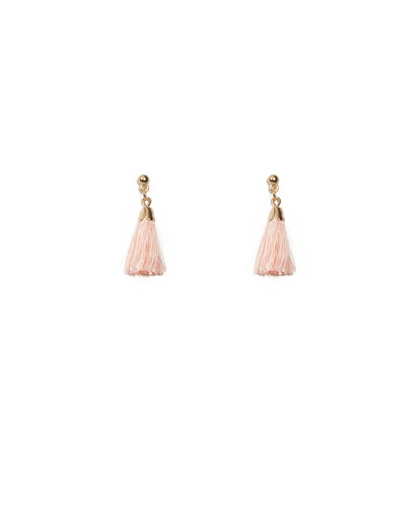 Pink Gold Tone Mini Drop Tassel Earrings