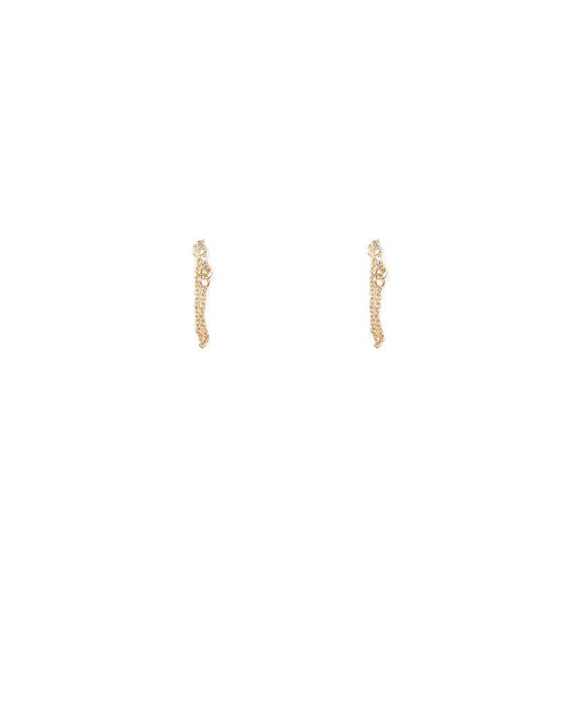 Crystal Gold Tone Diamante Bar Linked Chain Earrings