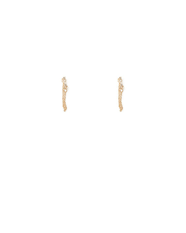 Crystal Gold Tone Diamante Bar Linked Chain Earrings