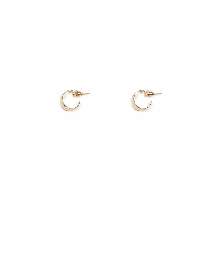Gold Tone Wide Mini Hoop Earrings