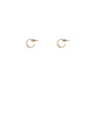 Gold Tone Wide Mini Hoop Earrings
