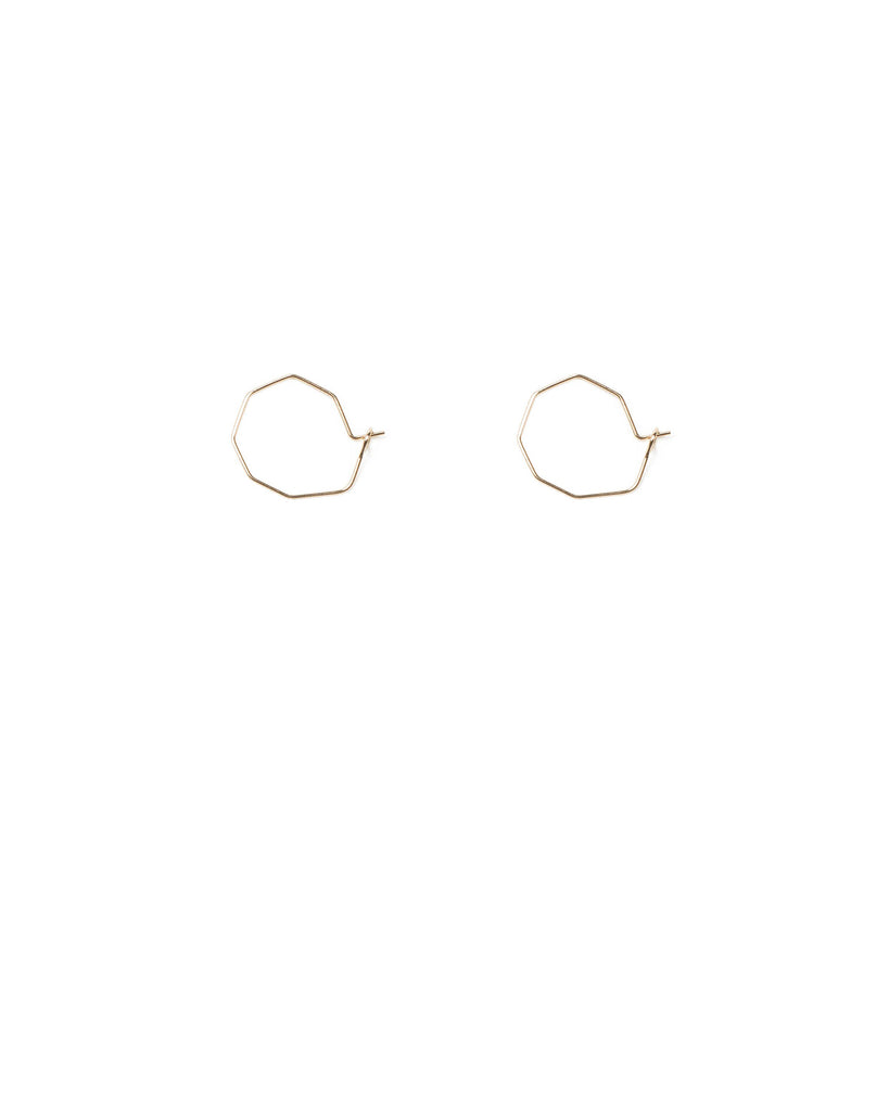 Gold Tone Mini Octagon Hoop Earrings