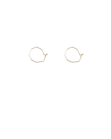 Gold Tone Mini Octagon Hoop Earrings