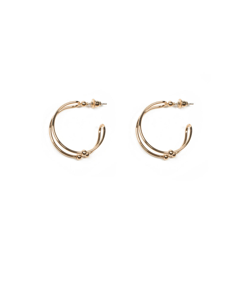 Gold Tone Double Metal Bar Hoop Earrings