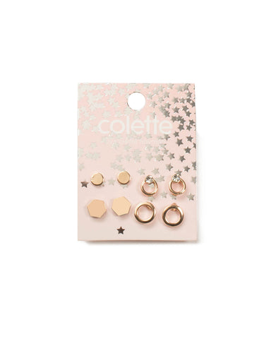 Crystal Gold Tone Round Mini Stud Earring Pack