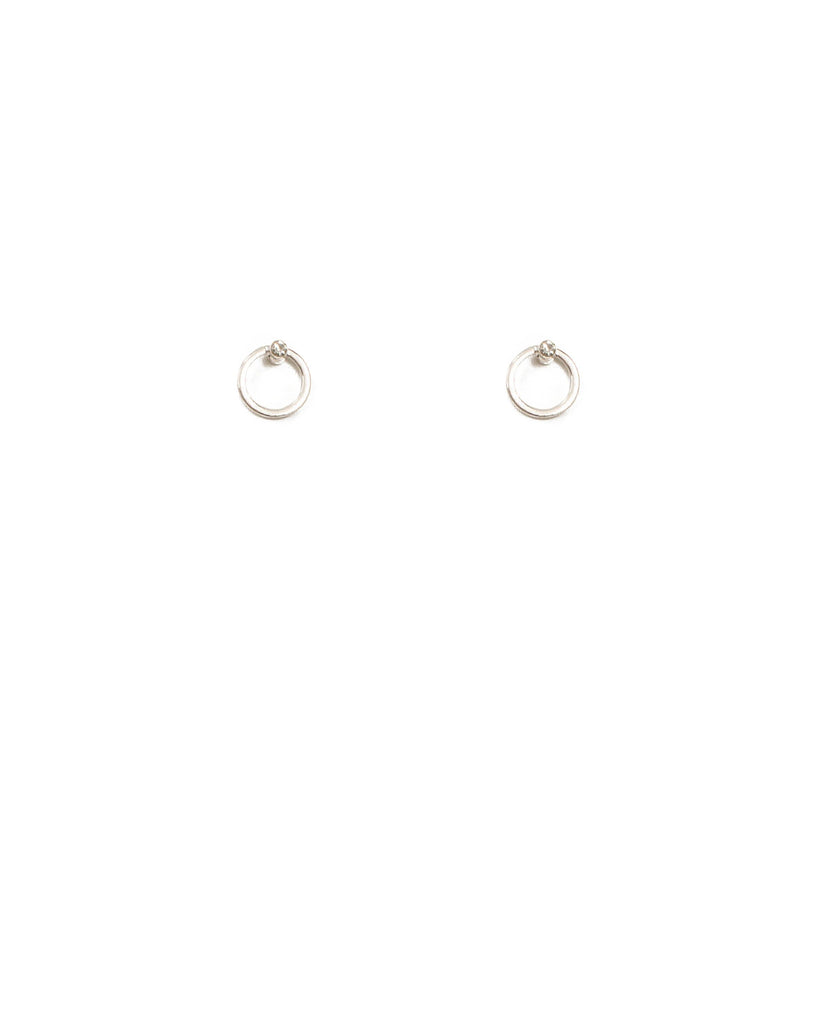 Silver Tone Mini Diamante Round Stud Earrings