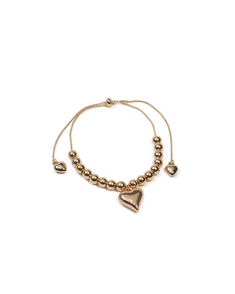 Gold Tone Heart Beaded Toggle Wristwear