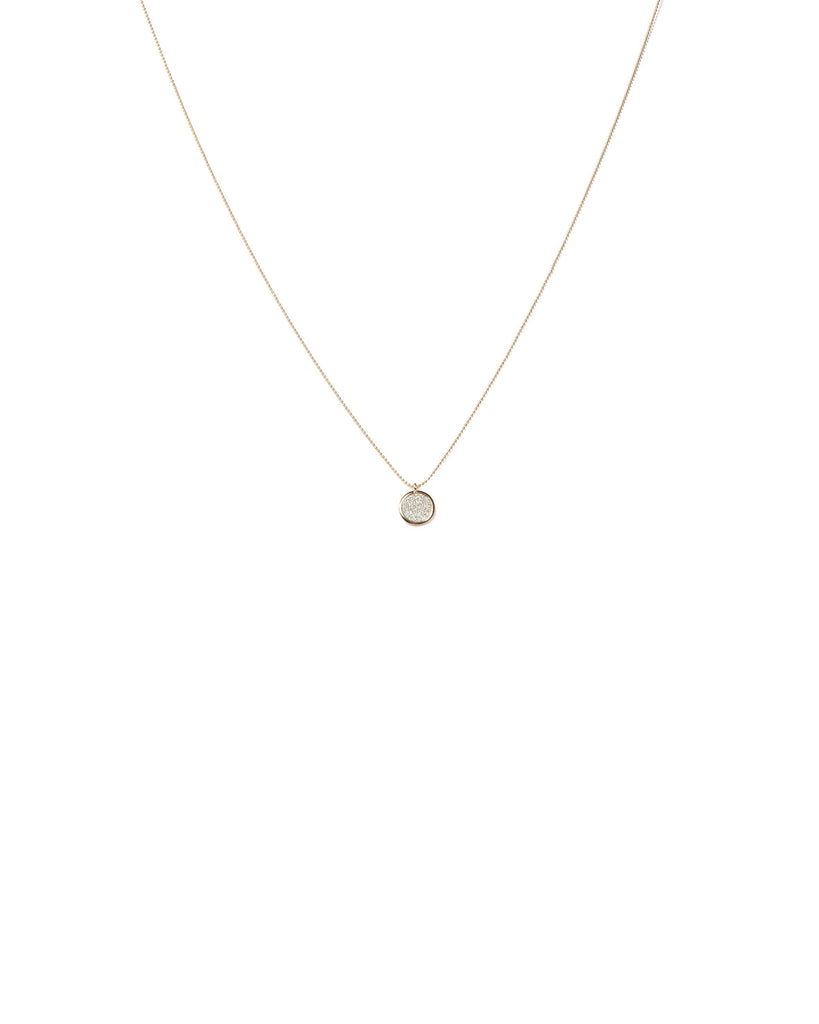 Silver Round Glitter Pendant Necklace