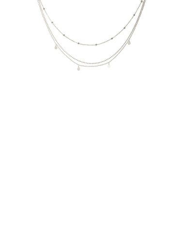 Silver Tone Drop Disc Metal Layer Necklace