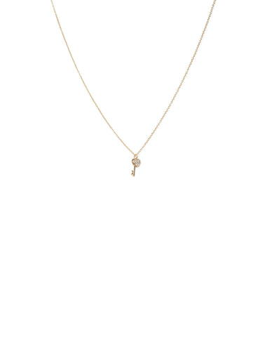 Crystal Gold Tone Diamante Heart And Key Necklace