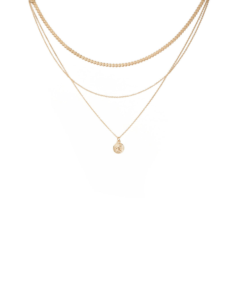 Gold Tone Fine Heart Layered Necklace