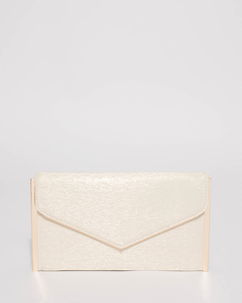 Light Gold Mila Large Evening Clutch Bag