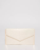 Light Gold Mila Large Evening Clutch Bag