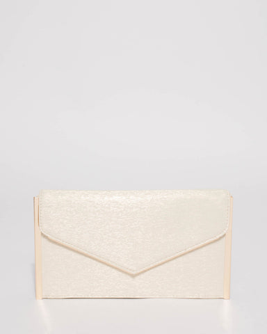 Light Gold Mila Large Evening Clutch Bag