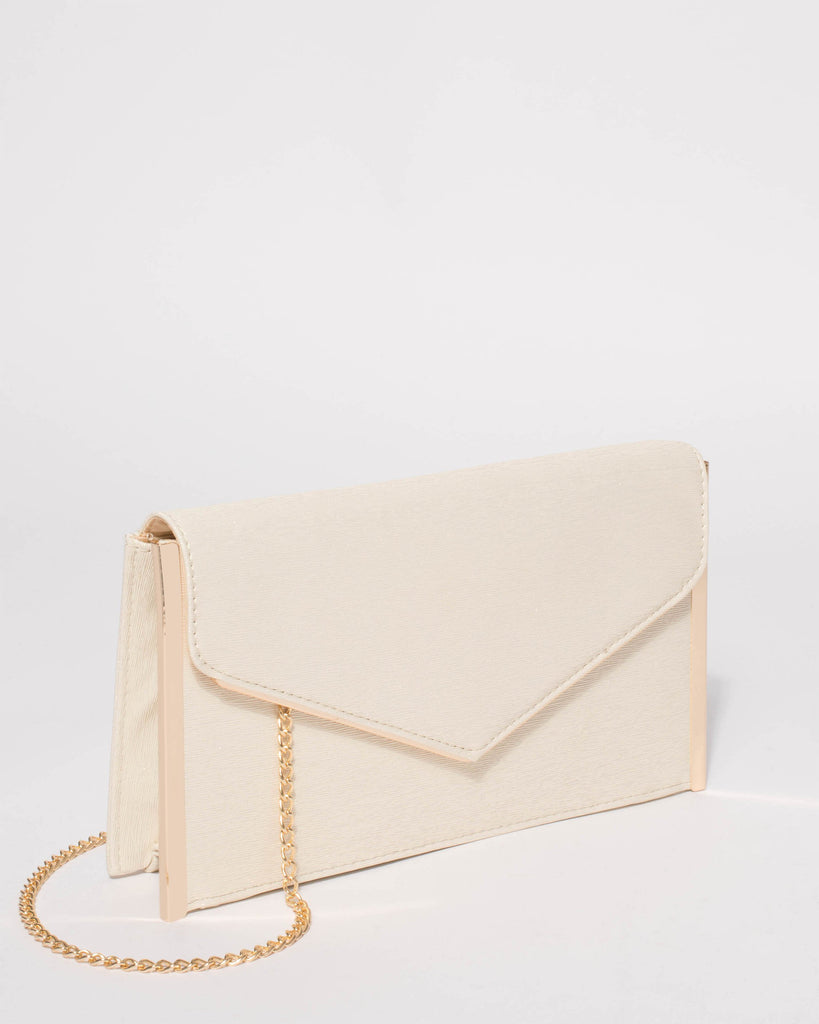 Light Gold Mila Large Evening Clutch Bag