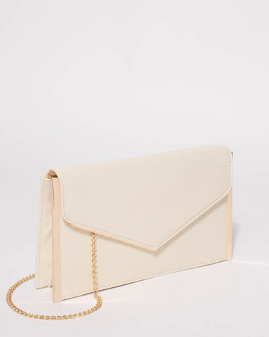 Light Gold Mila Large Evening Clutch Bag