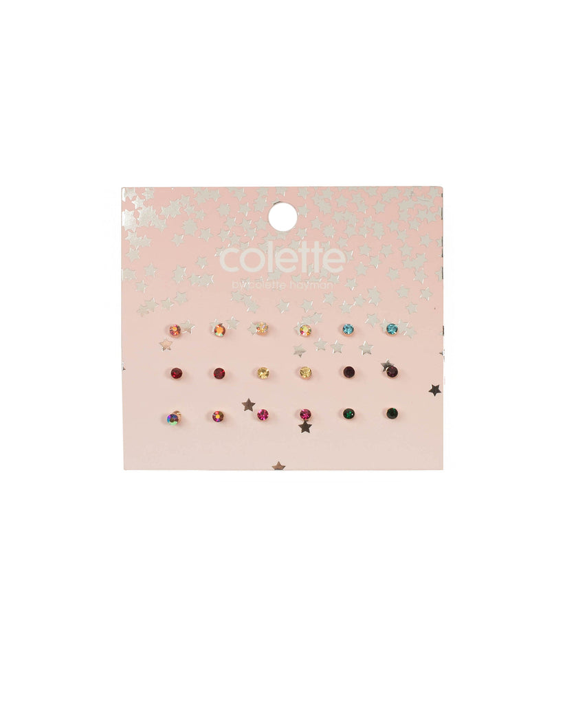 Multi Colour Gold Tone Mini Stone Stud Earring Pack