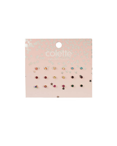 Multi Colour Gold Tone Mini Stone Stud Earring Pack