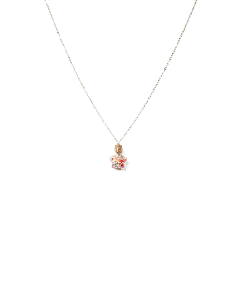 Multi Colour Silver Tone Star Confetti Pendant Necklace