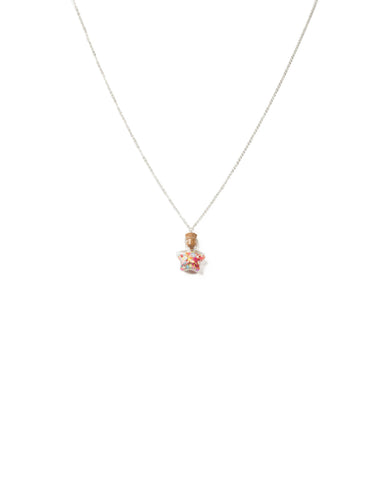 Multi Colour Silver Tone Star Confetti Pendant Necklace