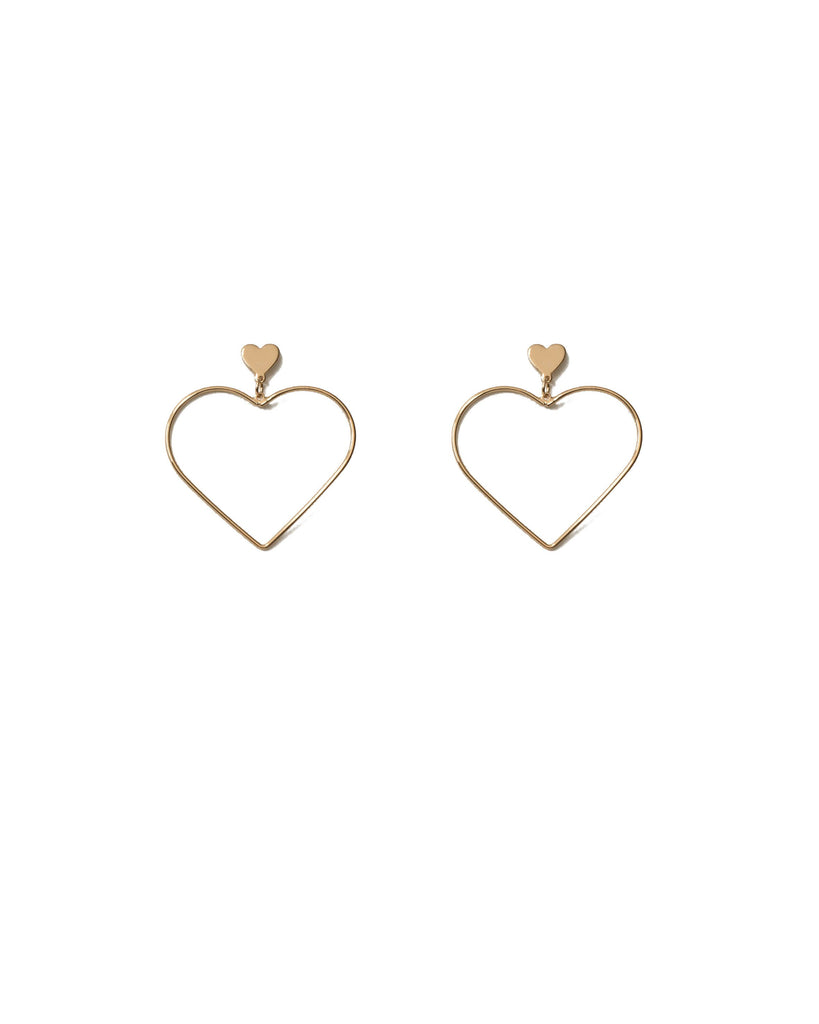 Gold Tone Fine Heart Drop Earrings