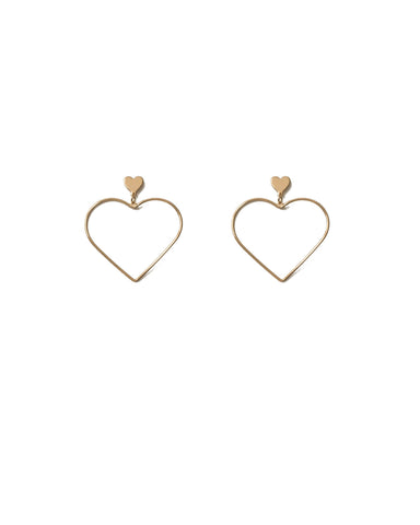Gold Tone Fine Heart Drop Earrings