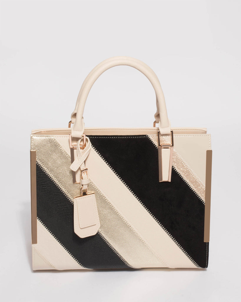 Gold Monochrome Jessica Panel Tag Tote Bag