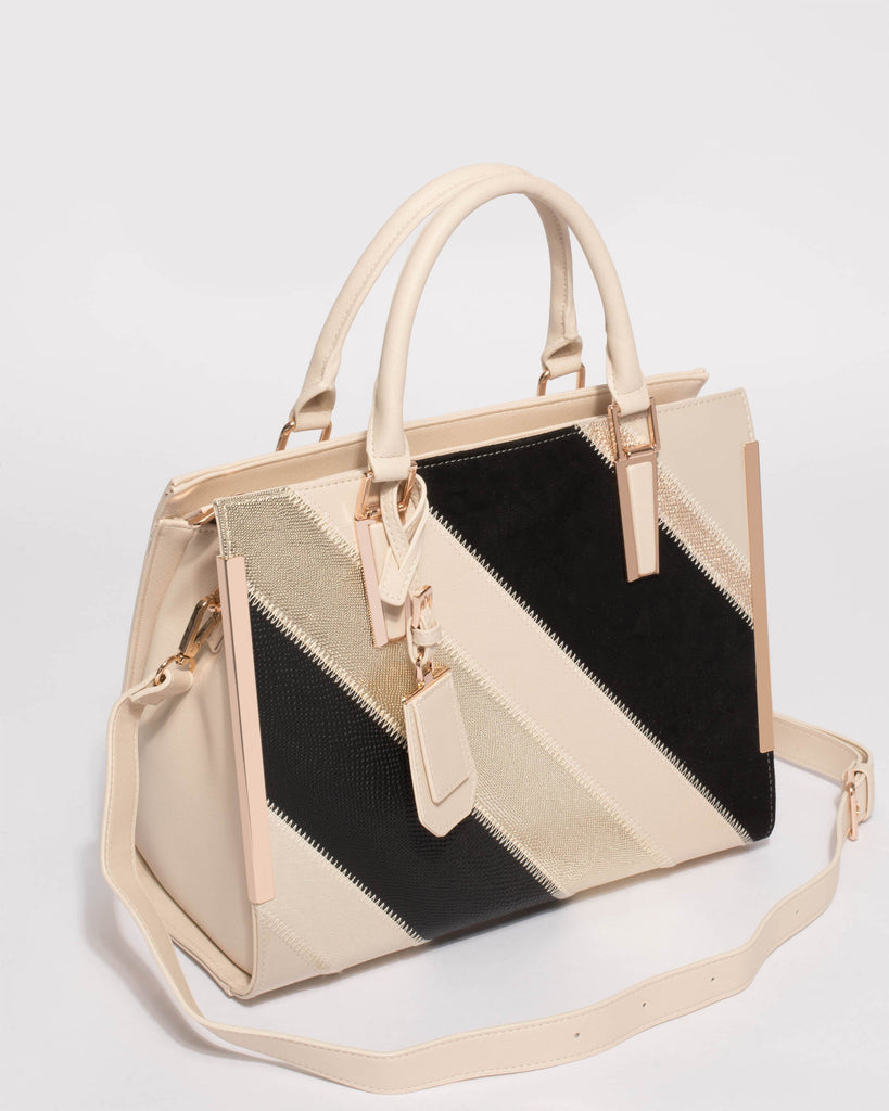 Gold Monochrome Jessica Panel Tag Tote Bag