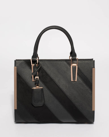 Black Jessica Panel Tag Tote Bag