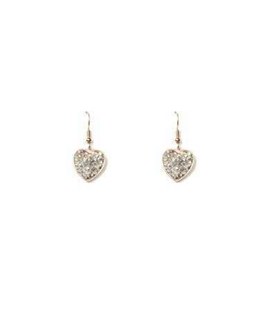 Silver Gold Tone Heart Stone Cluster Drop Earrings