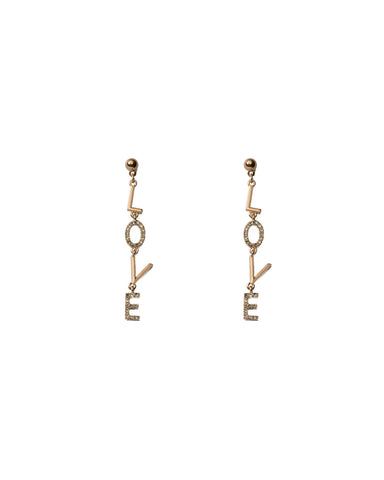 Crystal Gold Tone Love Drop Earrings