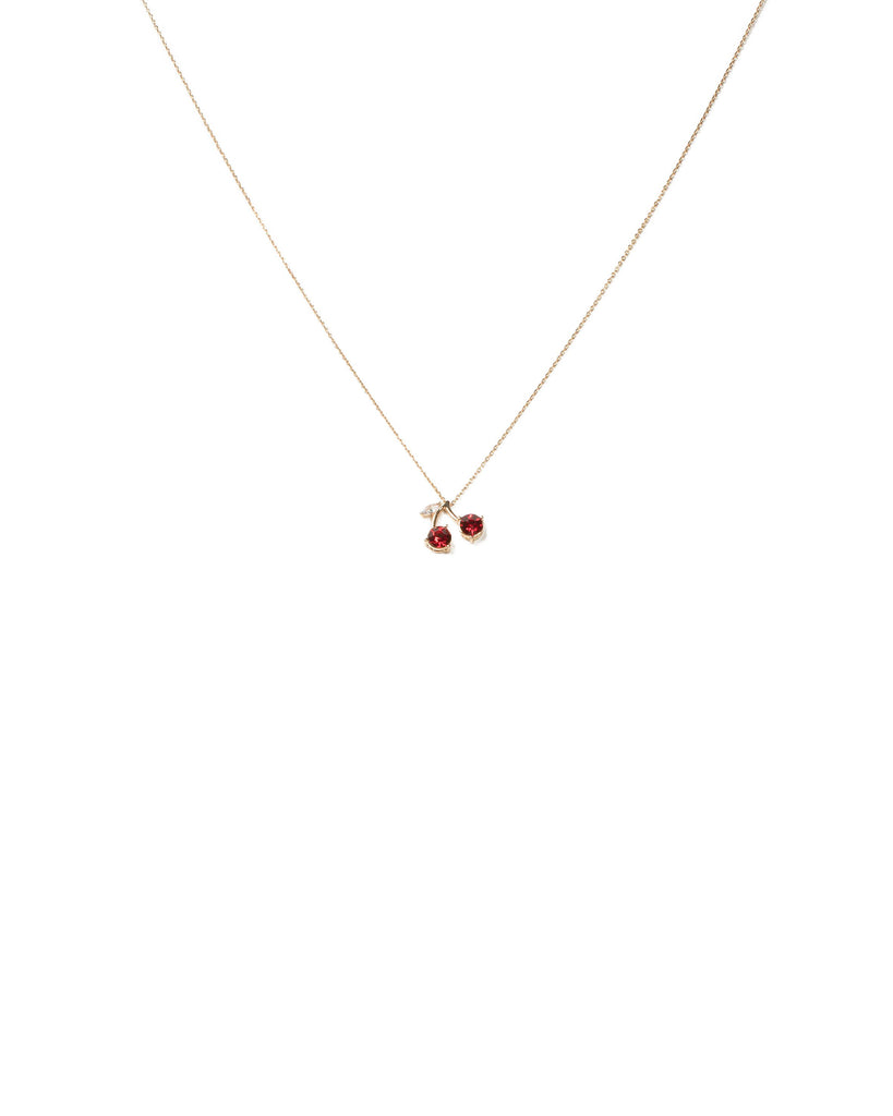 Red Gold Tone Cherry Stone Necklace