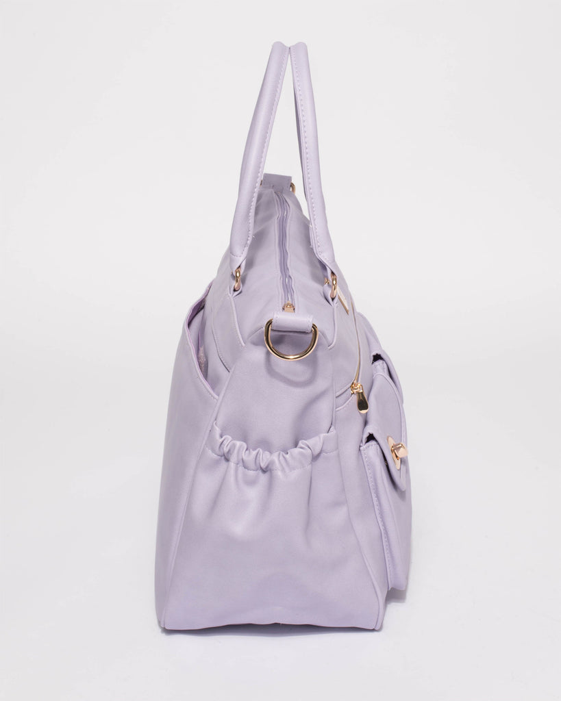 Purple Smooth Baby Travel Bag With Gold Hardware