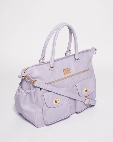 Purple Smooth Baby Travel Bag With Gold Hardware