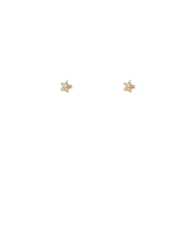 Crystal Gold Tone Diamante Mini Flower Stud Earrings