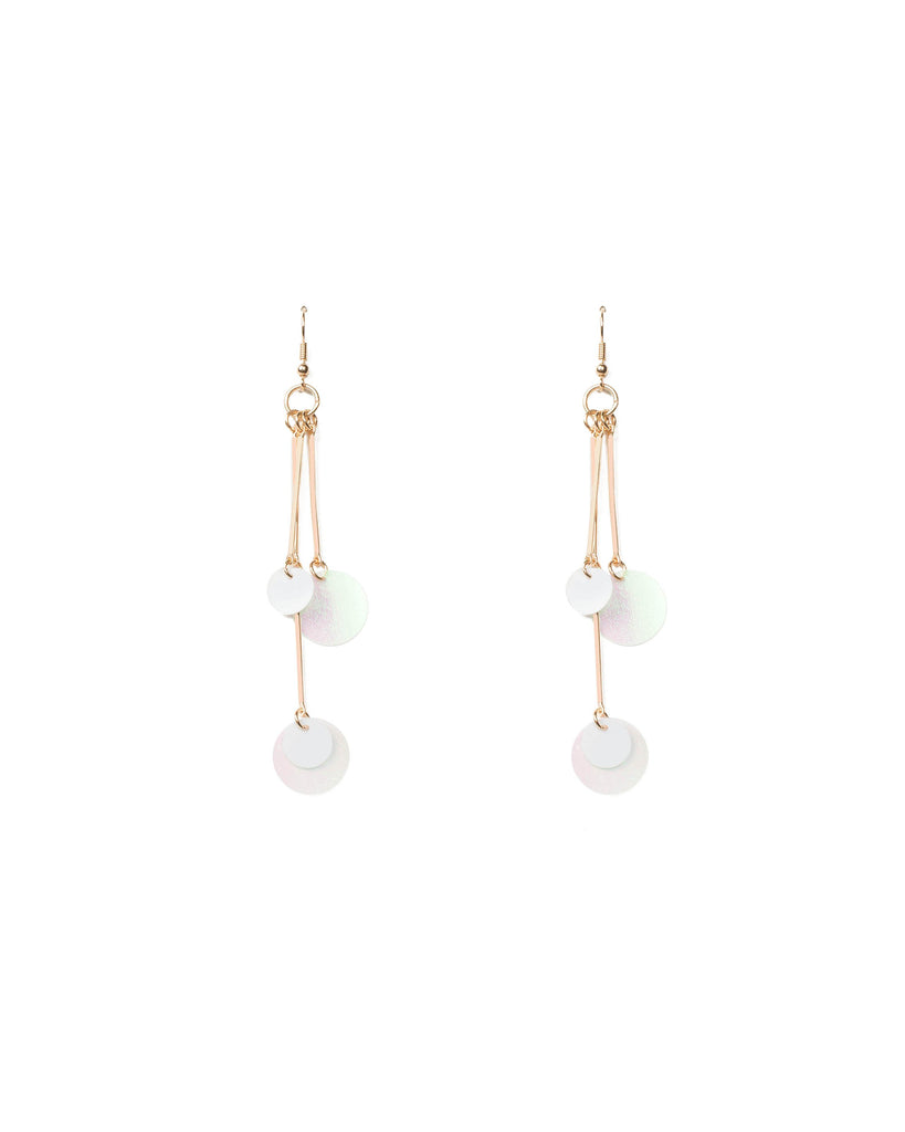 Hologram Gold Tone Drop Sequin Statement Earrings