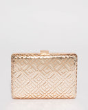 Gold Geometric Shape Hardcase Clutch Bag