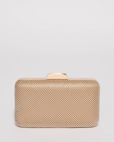 Gold Lindsey Hardcase Clutch Bag