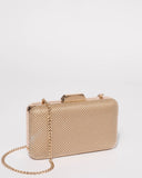 Gold Lindsey Hardcase Clutch Bag