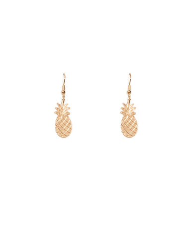 Gold Tone Fine Metal Drop Pineapple Earrings