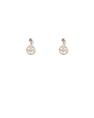 Crystal Silver Tone Mini Diamante Statement Smiley Face Earrings