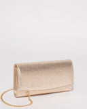 Gold Snake Textured Lizzie Eve Clutch Bag
