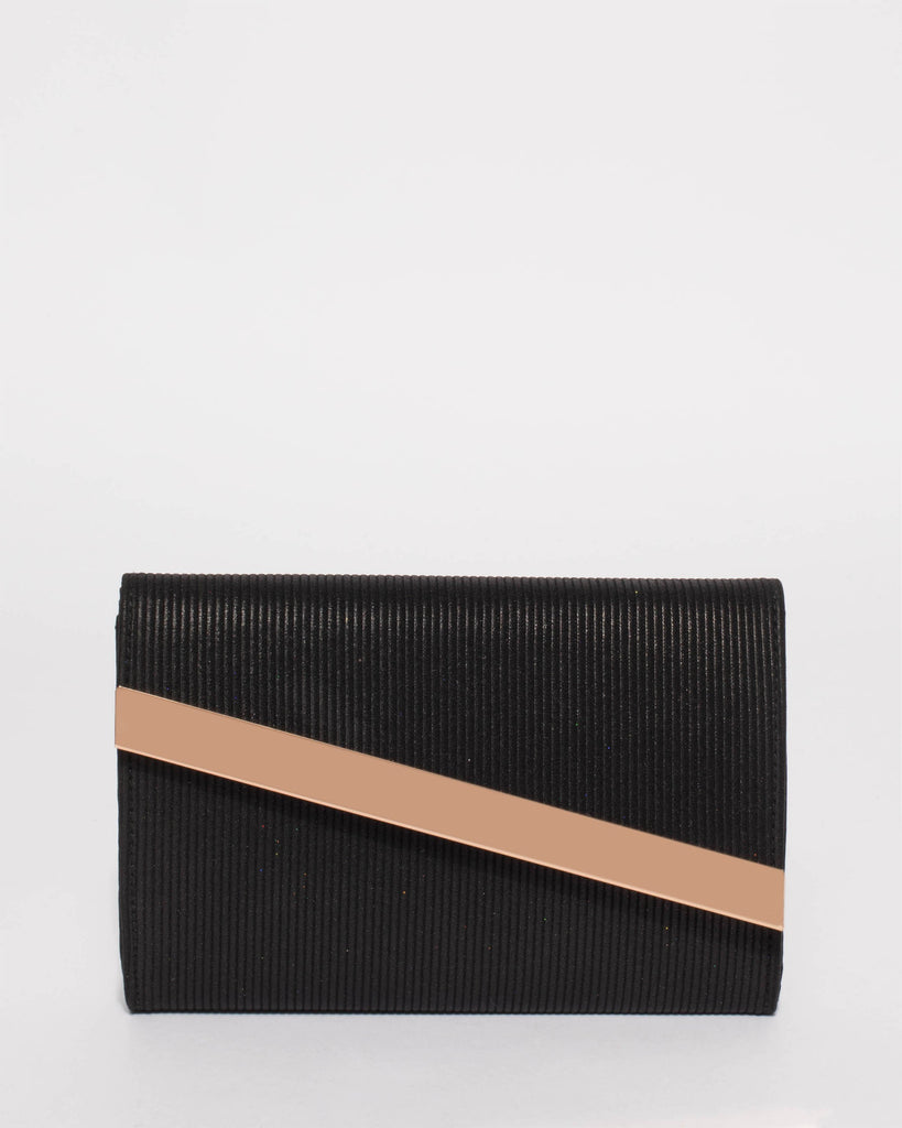 Black Tessa Diagonal Clutch Bag