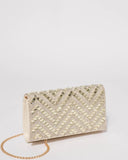 Light Gold Embellished Evening Clutch Bag