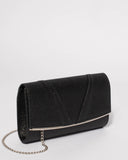 Black Marley Evening Clutch Bag With Silver Hardware