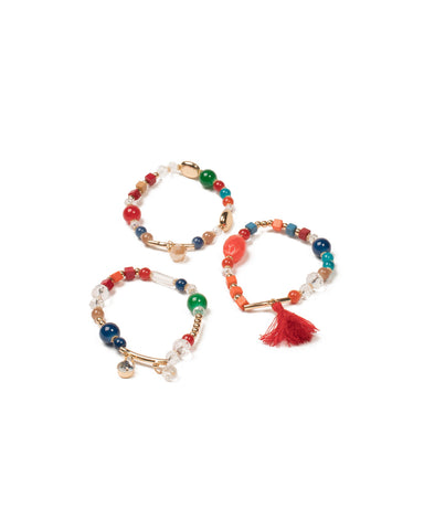 Multi Colour Gold Tone Mixed Beaded Stretch Wristwear Pack
