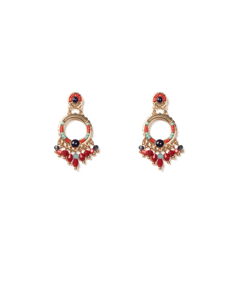 Multi Colour Gold Tone Beaded Mini Drop Earrings