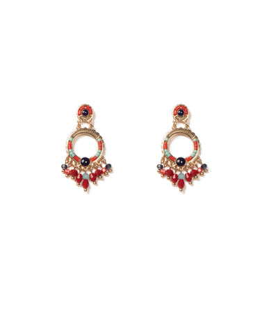 Multi Colour Gold Tone Beaded Mini Drop Earrings