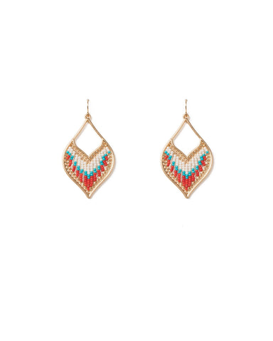 Multi Colour Gold Tone Beaded Drop Statement Earrings